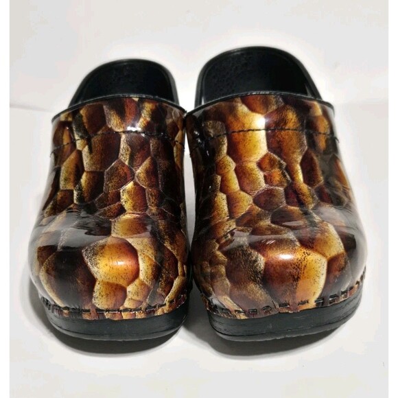 Danko Clogs Womens US 5.5-6 Tiger Eye Reptile Leather Shoes 36 Nursing Comfort - Picture 3 of 7